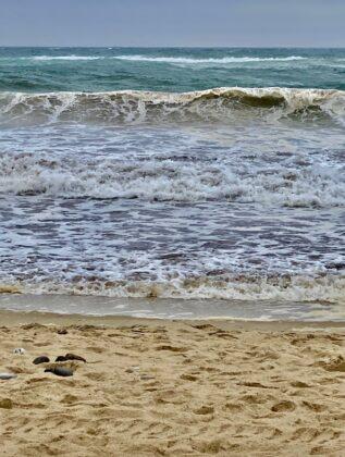 Sandy beach and surf in Wellfleet, Cape Cod.
