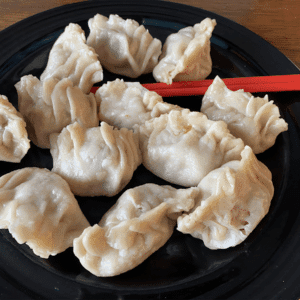 Plate o steamed Chinese Dumplings