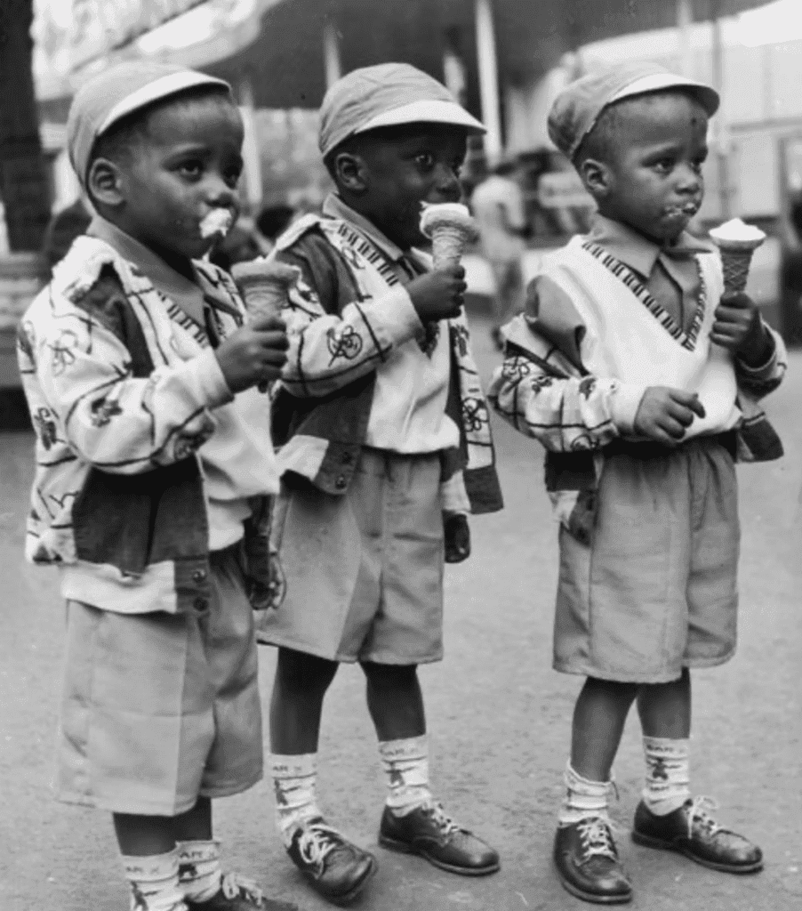 vintage photo of African American Children eating ice cream
