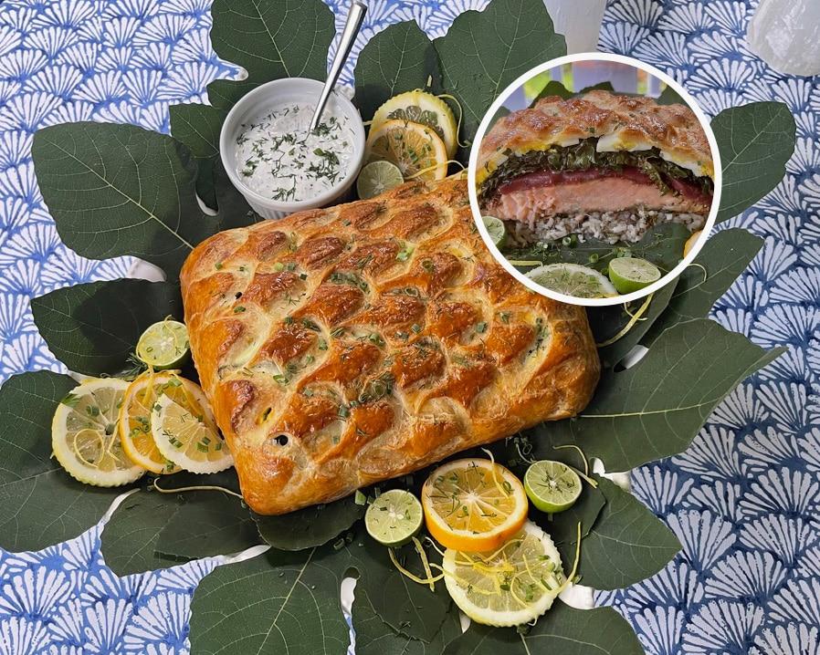 Lightly Smoked Salmon Coulibiac