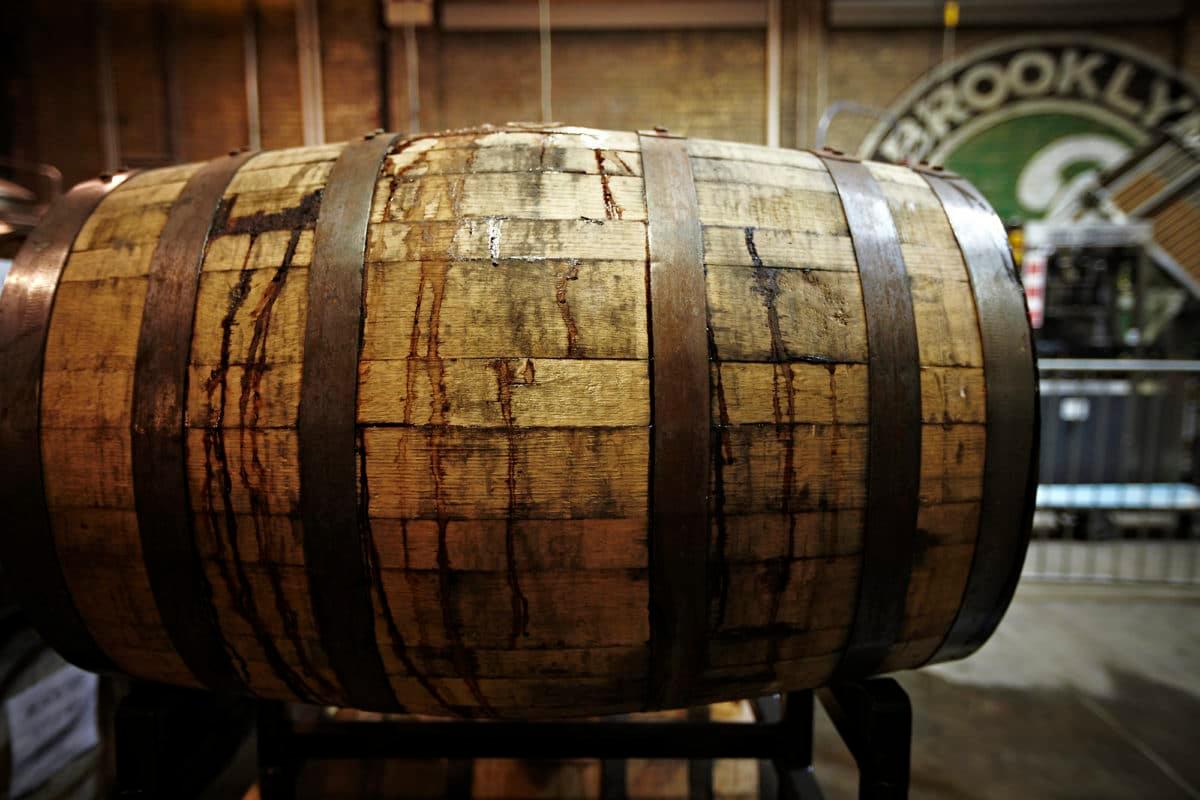wooden barrel in Brooklyn Brewery